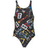 Arena Girls Rowdy Tech Back One Piece Zwart - Multi