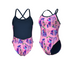 W Rose Texture Swimsuit Xcross Back multi pink-navy