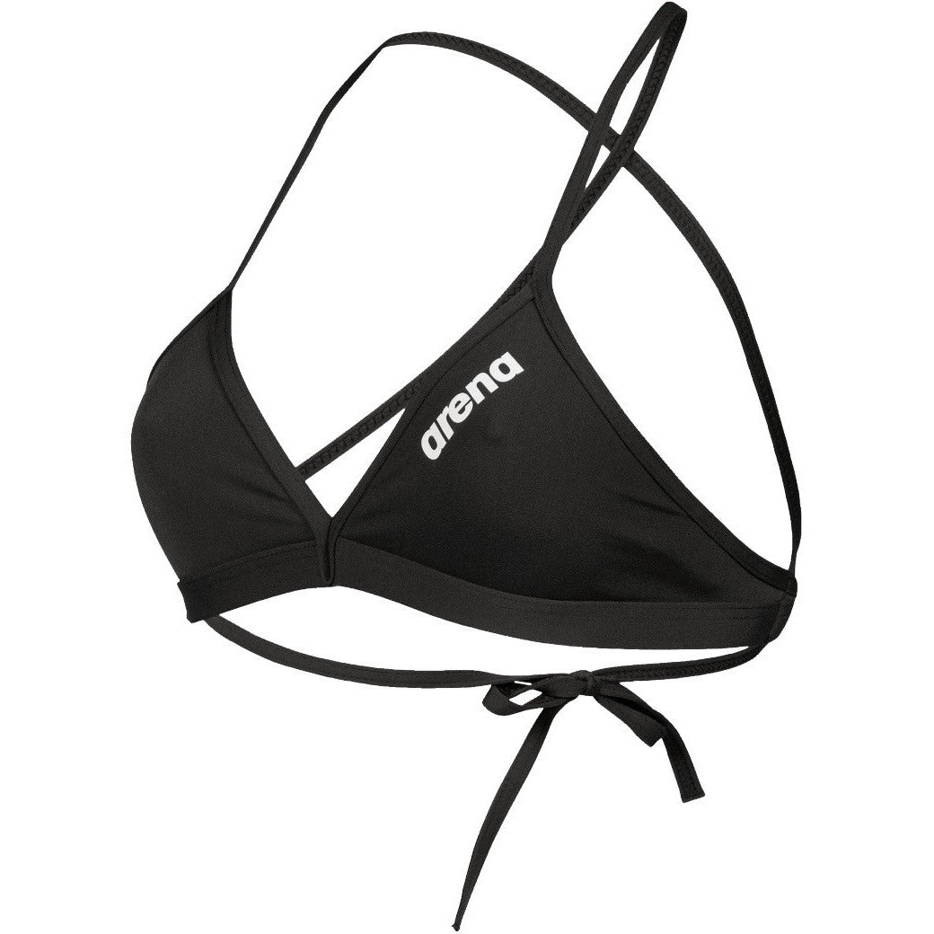 W Team Swim Top Tie Back Solid black-white