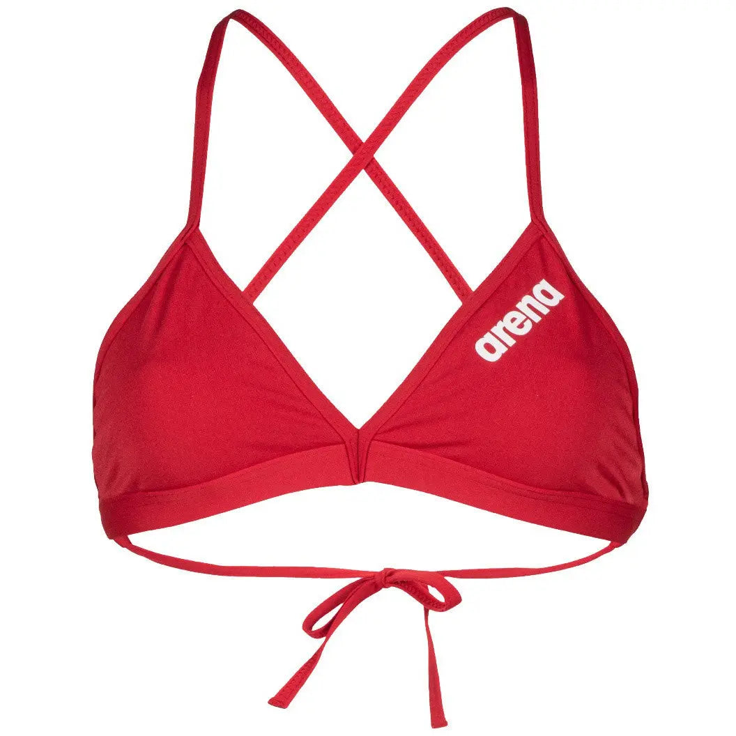 W Team Swim Top Tie Back Solid red-white