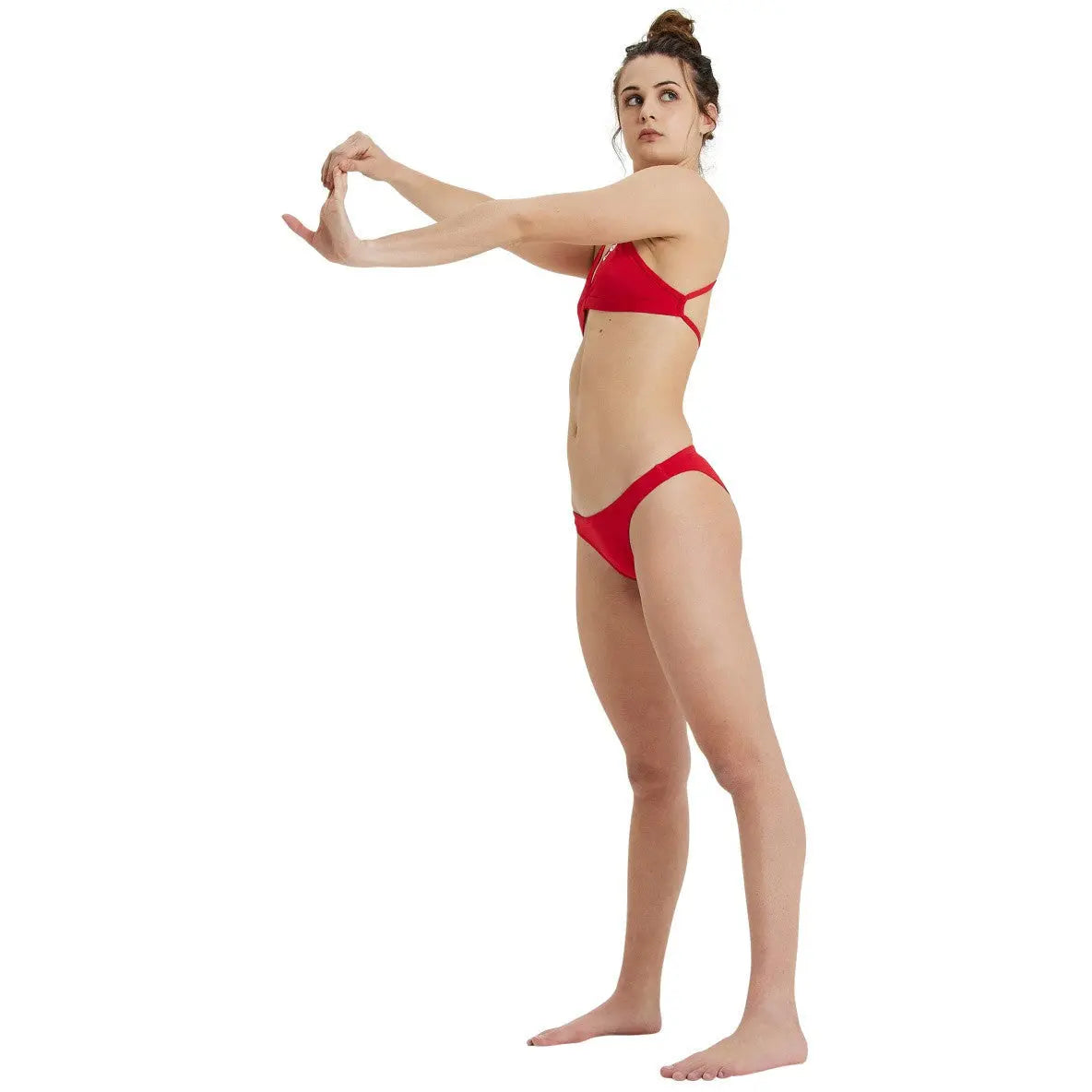 W Team Swim Top Tie Back Solid red-white