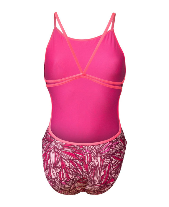 W Pink Dahlia Swimsuit Lace Back shocking pink-multi